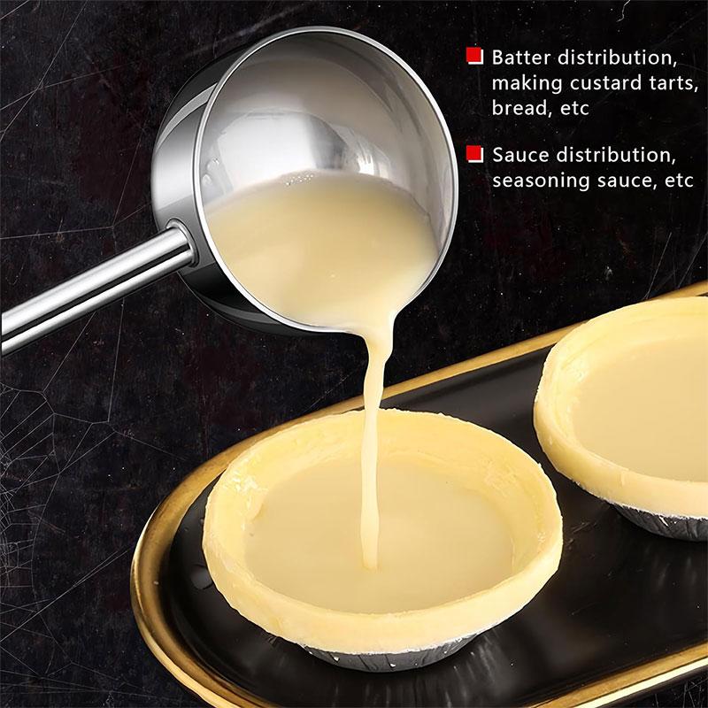 Mini Deep Spoon Stainless Steel Hot Oil Pot Milk Pan W Pour Spout Long Handle Gravy Ladles Heat-Resistant Kitchen Cooking Tools