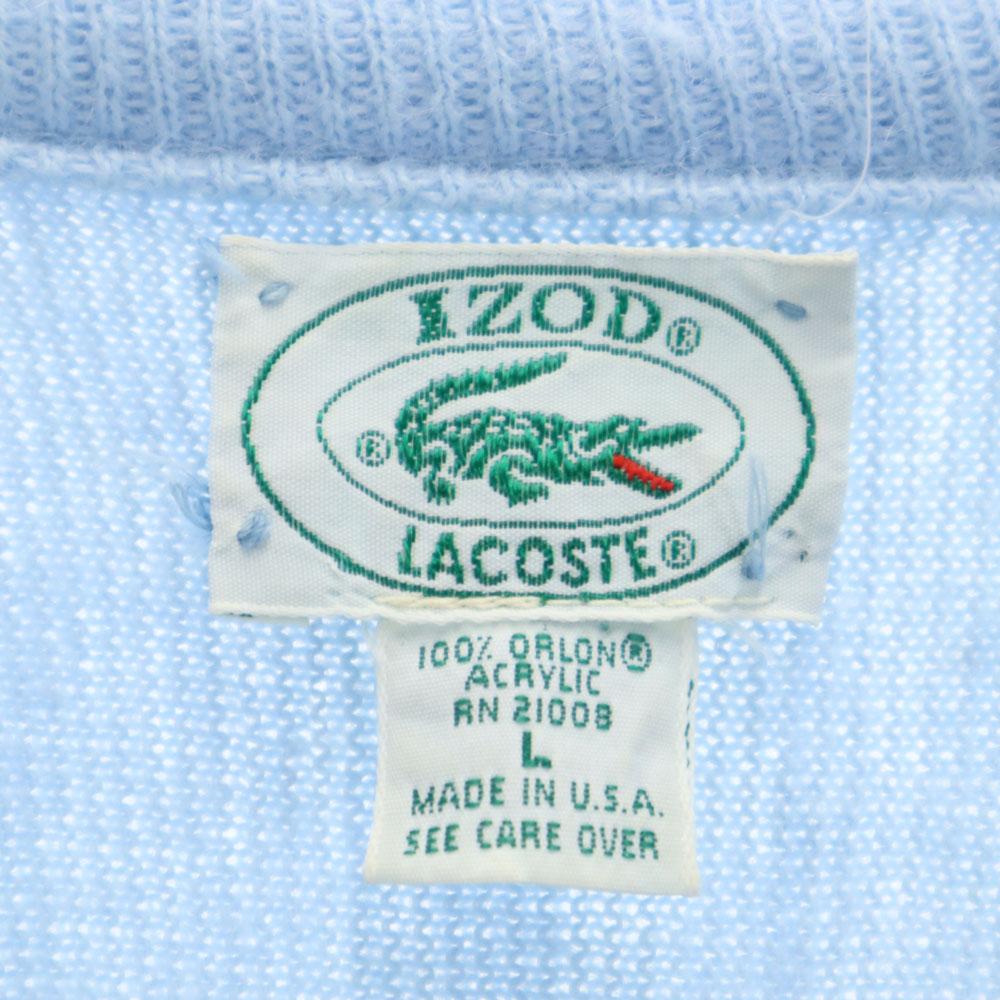 IZOD LACOSTE 90s Made In USA Old Long Sleeve V-neck Acrylic Sweater Knit Men's Used
