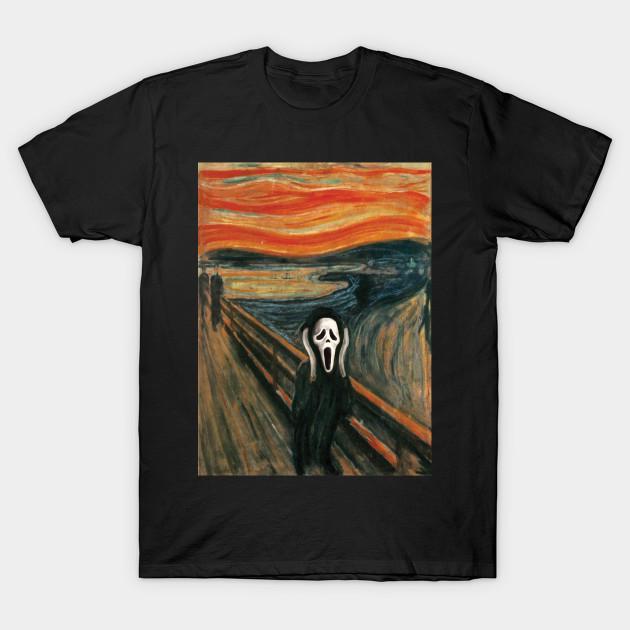 Men Black Print T-shirt The Scream Parody No-Cut Transfer Paper Print Cotton Tshirt M чёрный