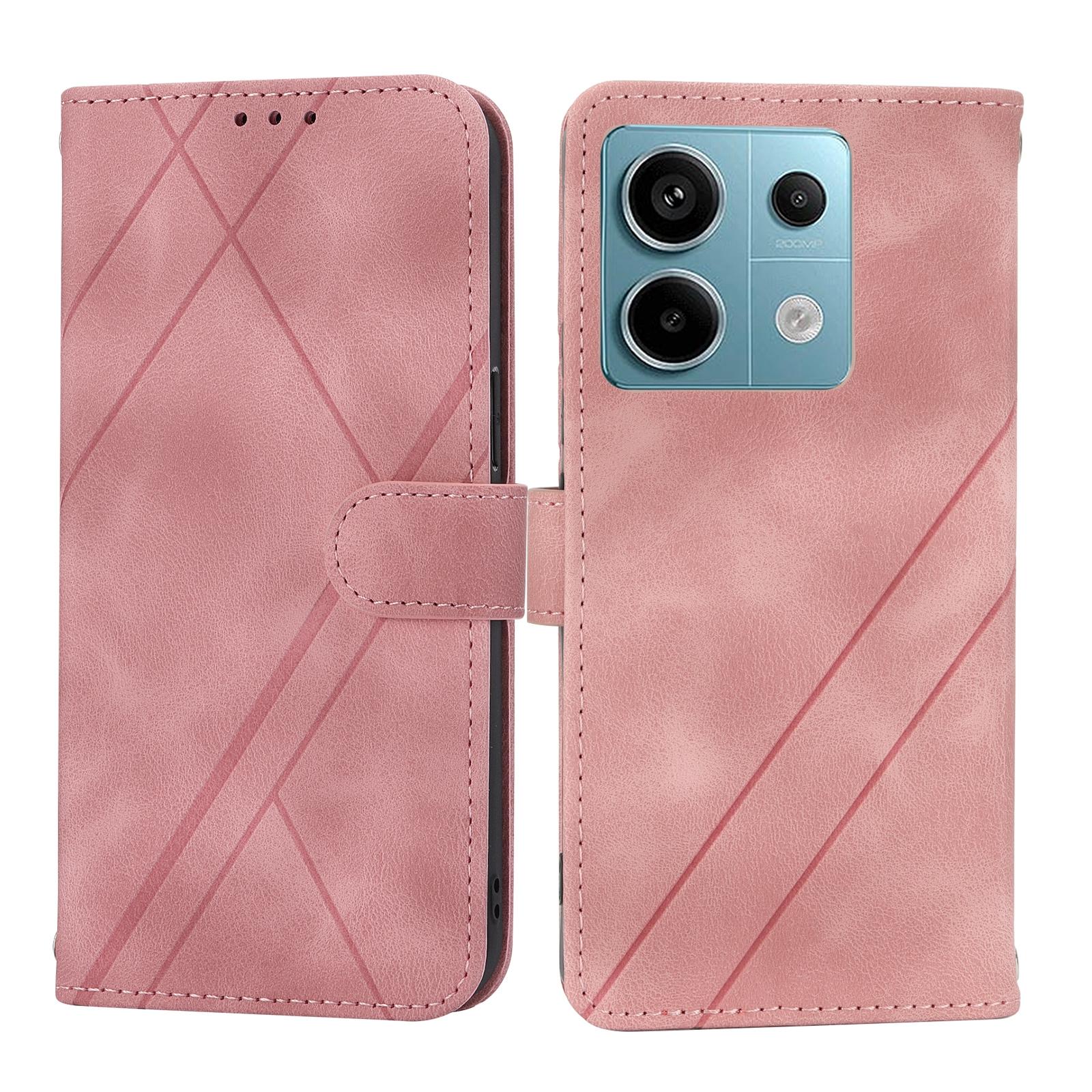 For Xiaomi Redmi Note 13 Pro 5G/Poco X6 5G Wallet Case PU Leather+TPU Phone Cover Imprinted Line B