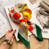 Elegant Silk-Like Square Scarf Women Korean Style Print Neck Lightweight 70x70cm Nylon Fashion Accessory