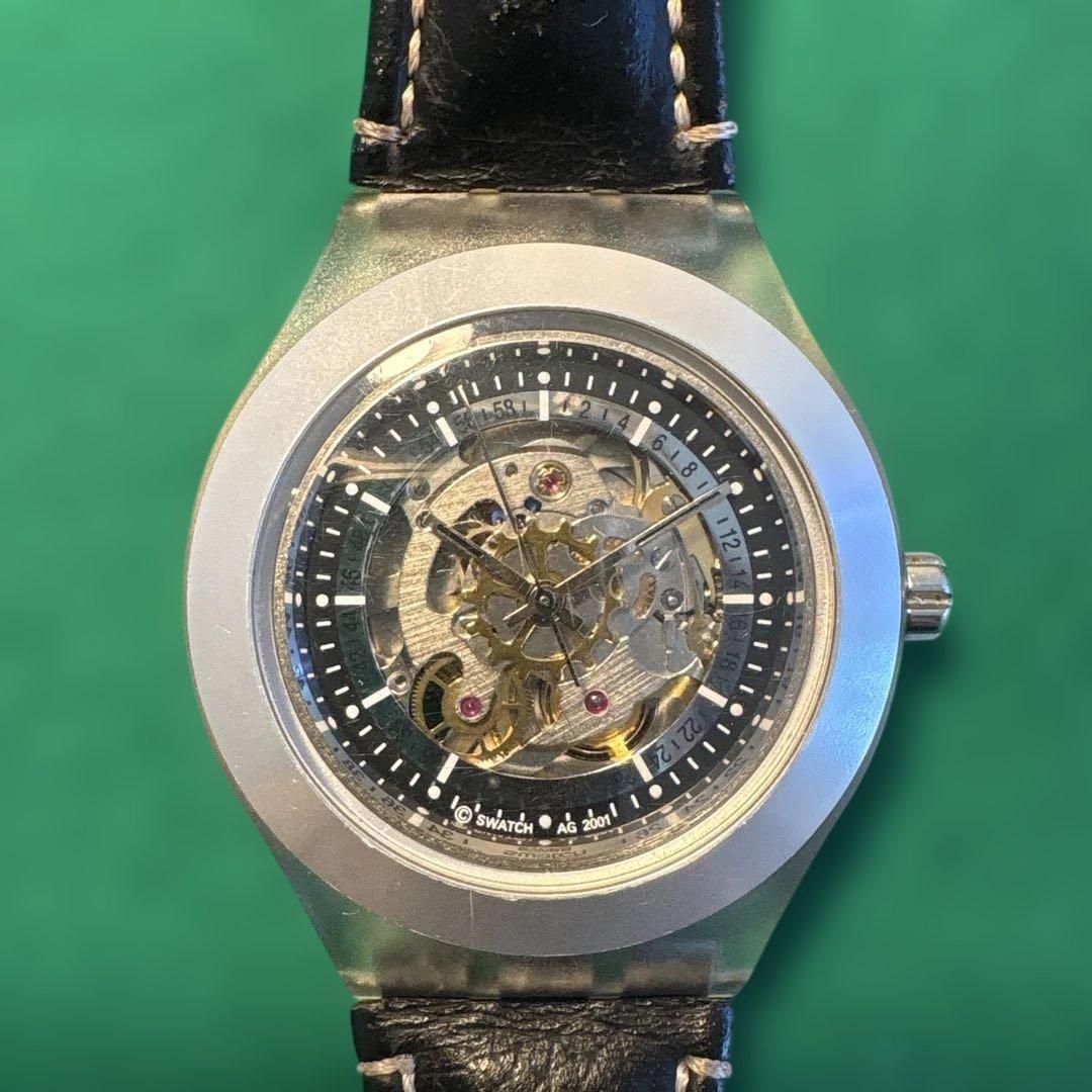 Used swatch men s automatic watch back skeleton