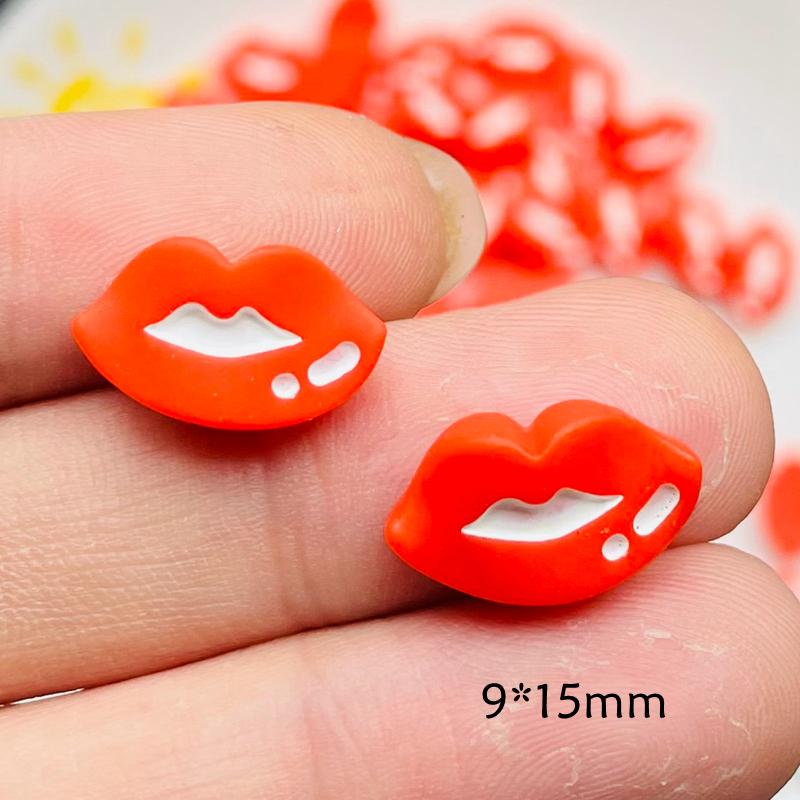 20Pcs New Lovely Mini Cartoon Red Sexy Charm, Lips Resin Cabochon Scrapbook Diy Jewellery Hairpin Accessories Decorate Craft A52