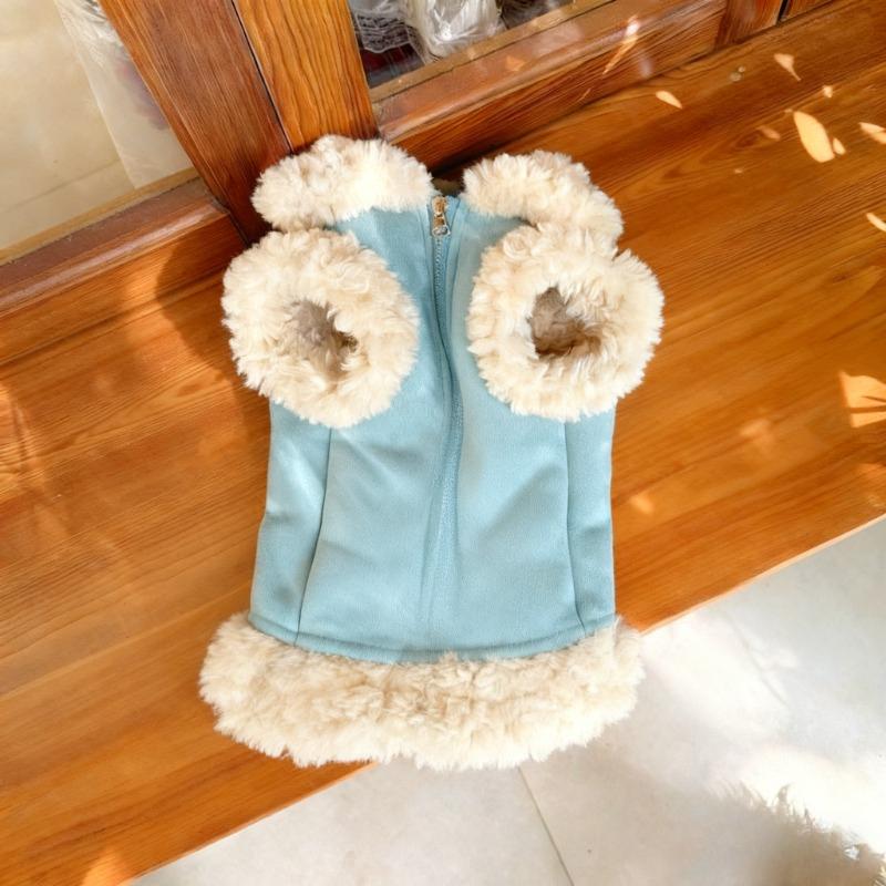 

Dog Clothes Winter Velvet Thickened Small Dog Teddy Bear Pet Warm Cotton Clothes Sleeveless Coats Puppy Costume Winter Pet Vest S Back 25 CM