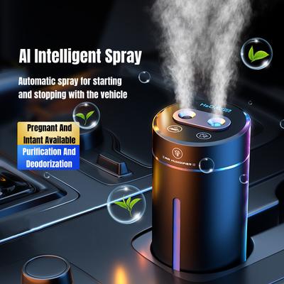 380ml Double Spray Vehicle Air Humidifier Usb Charging Mini Essential Oil Diffuser With Mood Light Wireless Car Aroma Humidifier
