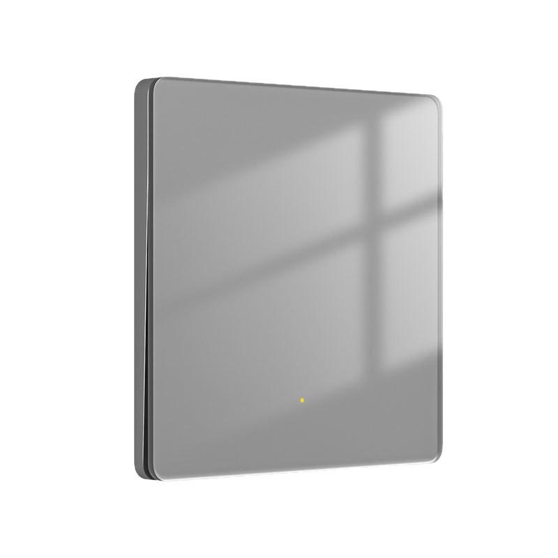 Gray Tempered Glass Smart Switch with Mijia APP Connectivity, Smart Speaker Voice Activation, Zero-Fire Support.