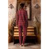 Women's Red Checkered Shirt Suede Pajama Set