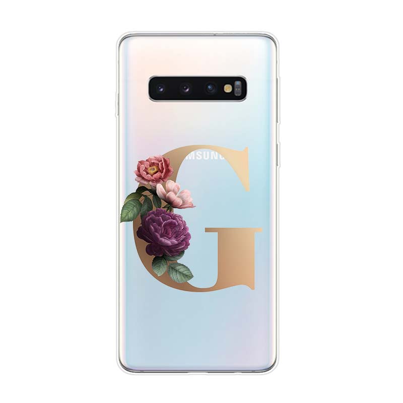 Buchstabe Alphabet Blumen A Silikonhülle Für Samsung Galaxy S21 S20 FE Ultra S10 S10E Lite S9 S8 S7 Edge Plus Handyhülle