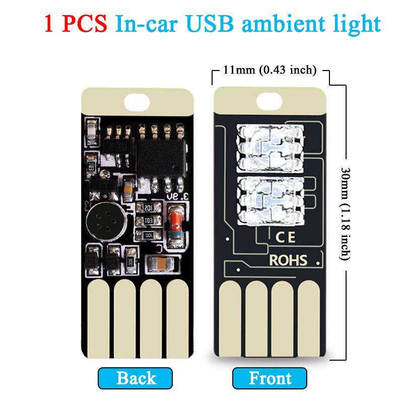 

1/10 шт. Мини USB RGB LED Атмосферный свет Декоративная лампа для салона автомобиля Окружающая подсветка Управление звуком музыки Сенсорная регулировка яркости 10 PCS