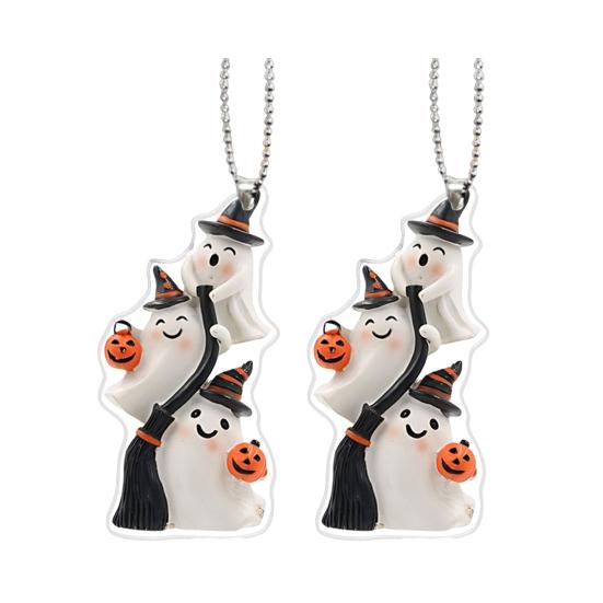 2/3/5/8/10Pcs Halloween Keychain Pendant 2D Spooky Ghost Pumpkin Design Acrylic Halloween Decoration Keychain Pendant