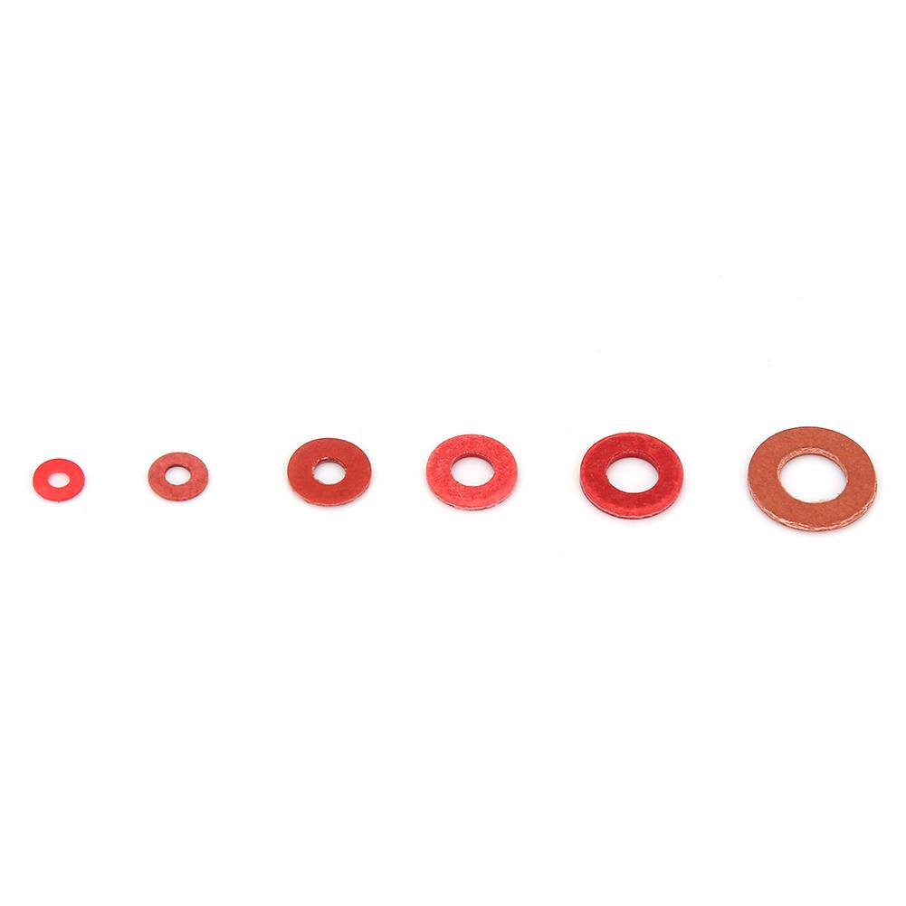 500Pcs Carbon Steel Plated White Zinc Red Insulation Flat Washer Set