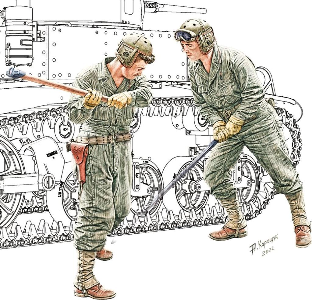 Miniart Scale American Tank Chassis Repair Crew Plastic Model Kit MA35481 1/35 (2-Piece Set)