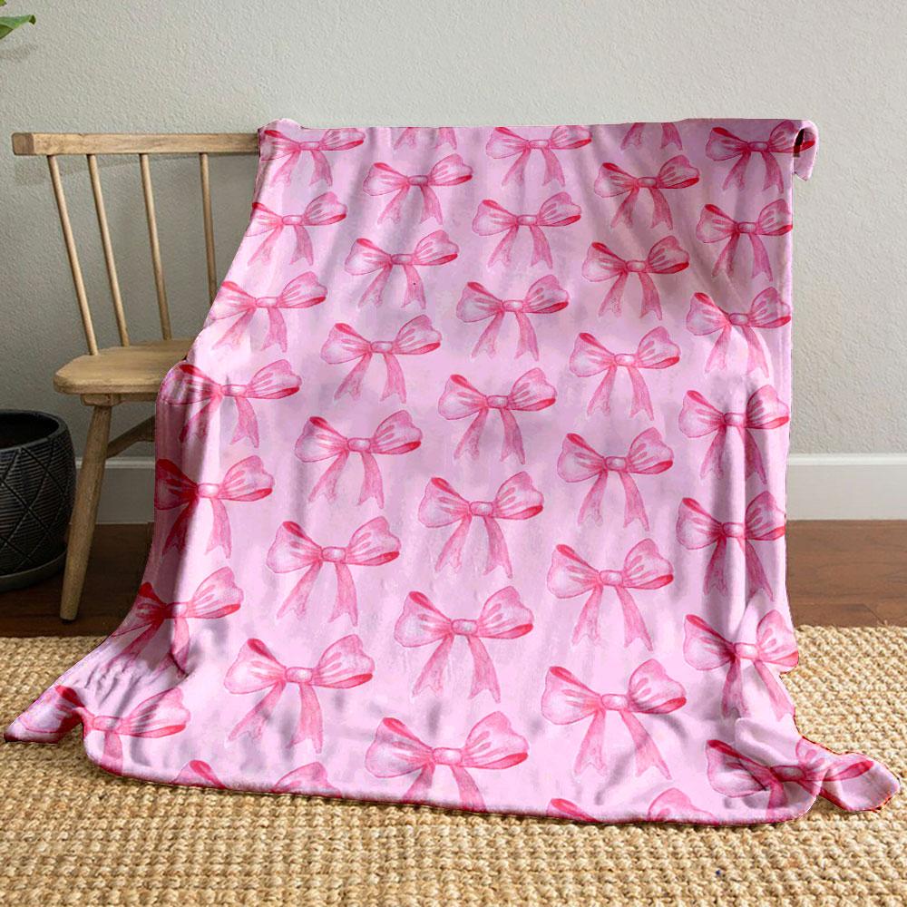 

Pink Bow Pattern Blanket bedroom Blanket for Livingroom Couch lunch break Soft throw for Friend s festival Gift 80cm x 120cm
