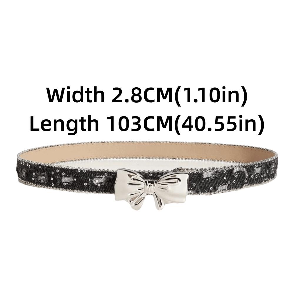 PU Leather Women Belt Border Bead Dress Waist Belt Bowknot Waist Strap for Dress Jeans Daily Wear