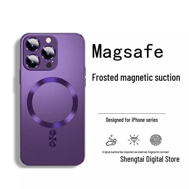 Magnetic Liquid Lens Protector for iPhone 15 Pro Case - Electroplated CD Pattern Metal Protective Cover