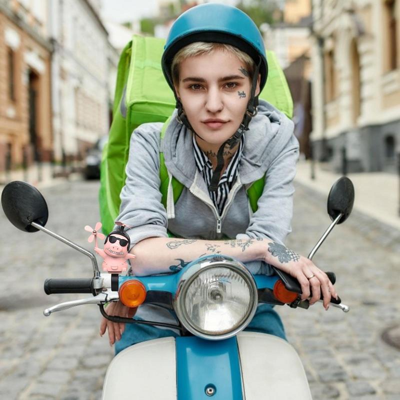 Windmill Pig Helmet Decoration Accessory Bamboo Dragoy For Motorcycle Battery Car Electric Car Rear View Mirror Doll Pendant