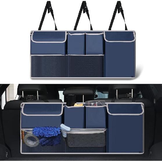 UYYE Trunk Hanging Organizer, Backseat Bag, Car Interior Accessories With 4 Pockets & 2 Mesh Pouches For Groceries, Will Provide More Storage Trunk