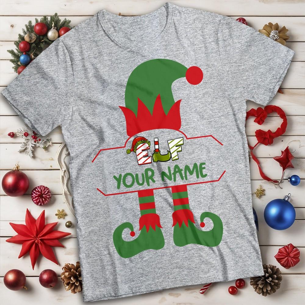 Personalised Unisexs And Unisexs Elf Hat Christmas Tshirt Tee Mc