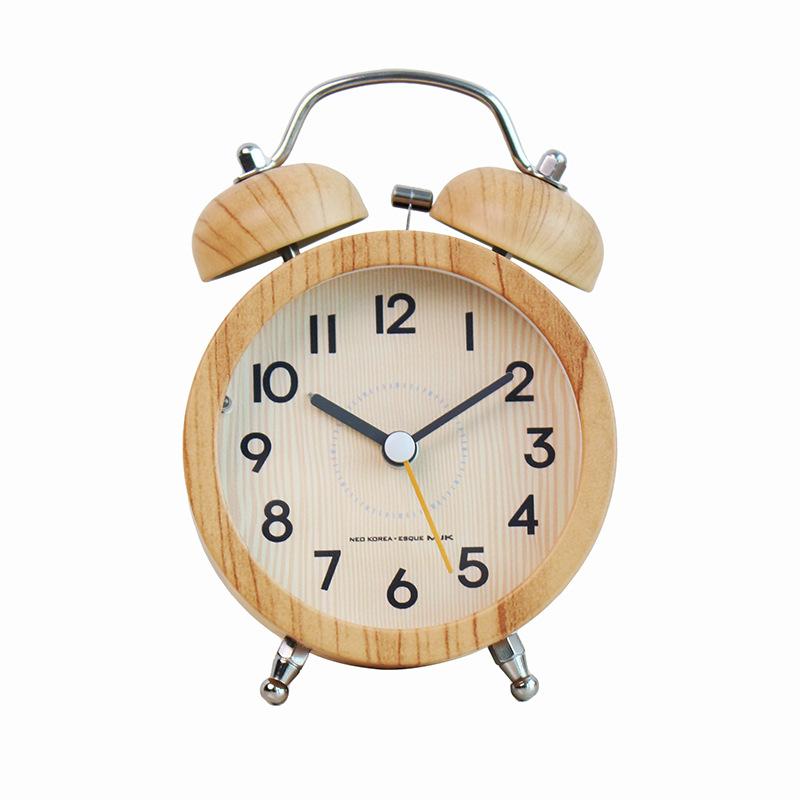 Bedside alarm clock creative student metal ringing mechanical alarm clock children cute luminous mute simple