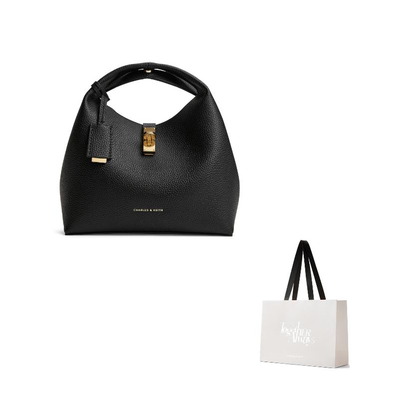 Charles & Keith Letnia Wysokiej Jakości Popularna Wszechstronna Prosta Elegancka Torba Shopper do Pracy z Wewnętrzną Saszetką Torba Bucket ze Skóry Syntetycznej CK2-10701618