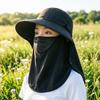 Unisex Japanese Style Wide Brim Drawstring Bucket Hat for Sun Protection - Breathable Denim for Hiking and Climbing.