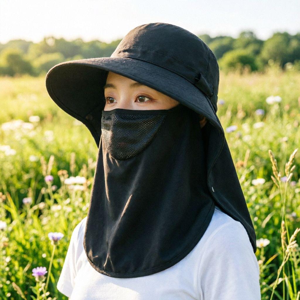 Unisex Japanese Style Wide Brim Drawstring Bucket Hat for Sun Protection - Breathable Denim for Hiking and Climbing.