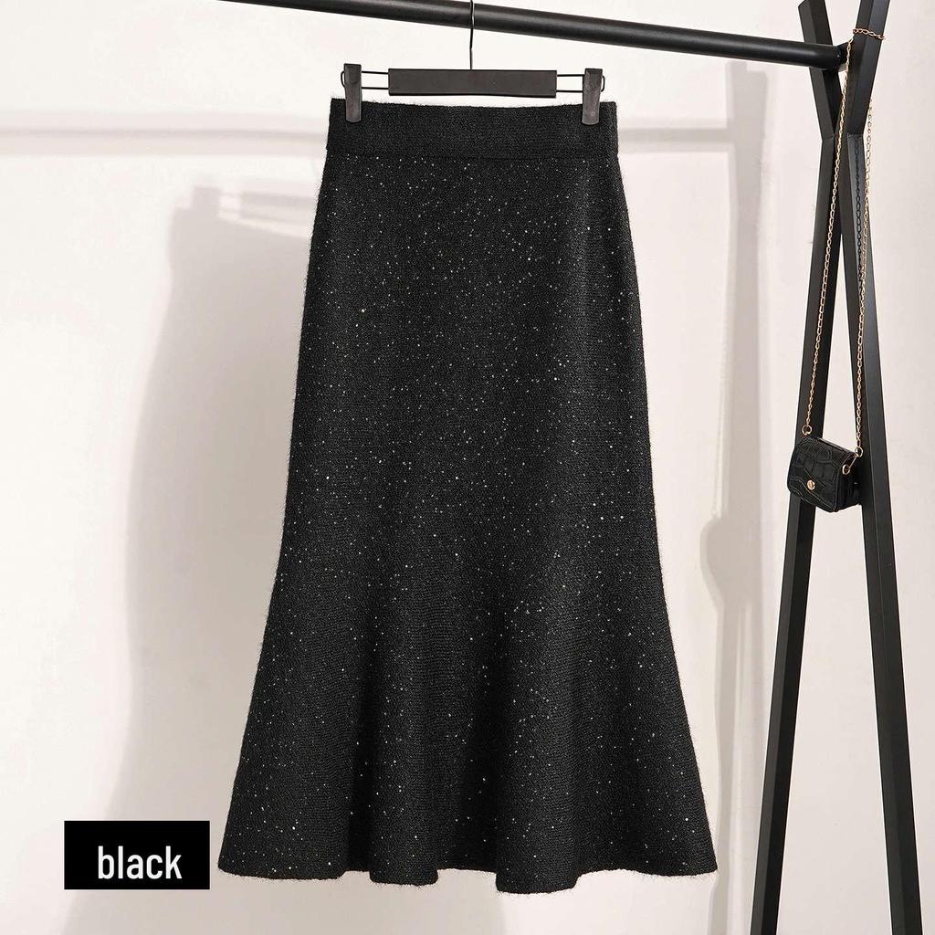 Elegant Blue High-Waisted Mermaid Skirt – No-Pill, Hip-Hugging Design with Stylish Zipper