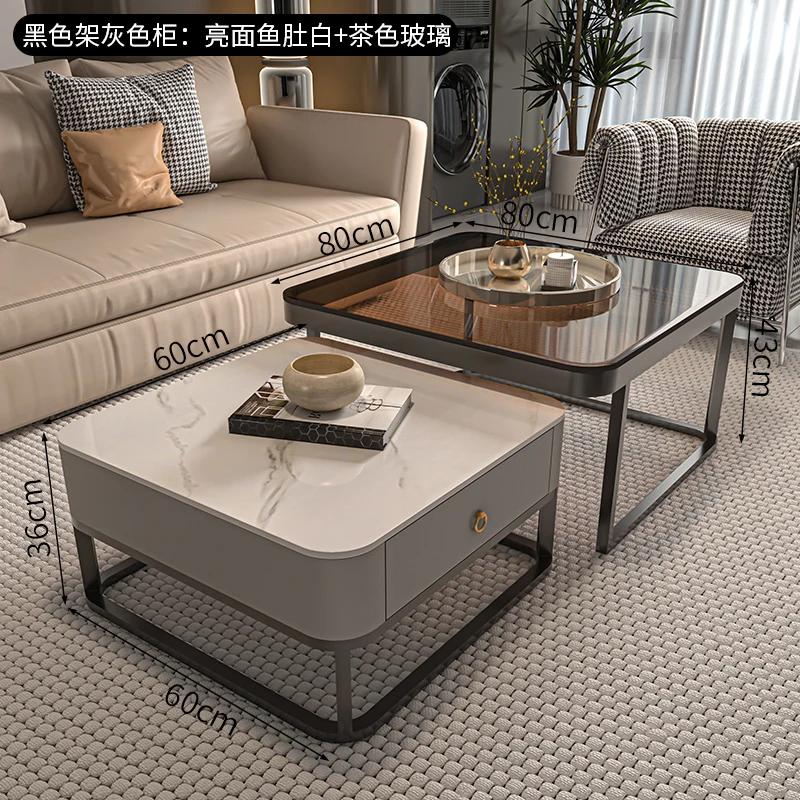 For Luxuriöser moderner Couchtisch mit Aufbewahrungsdesign, nordischer minimalistischer Couchtisch, einzigartige graue