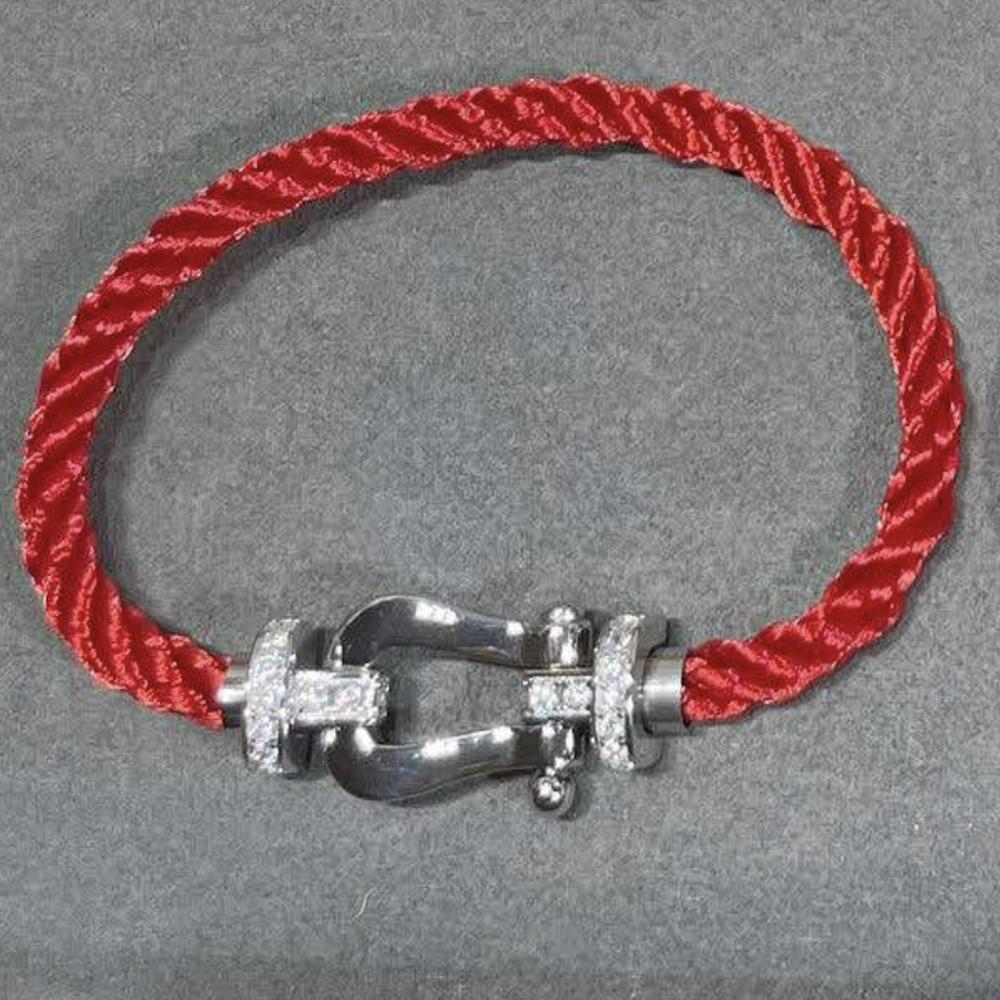 High Quality Luxury Freded Horseshoe Buckle Bracelet Red/Black Nylon Rope U-shaped Buckle Bracelet Men's and Women's Bracelets