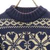 Billy Buck 70s 80s Vintage Nordic Pattern Long Sleeve Sweater M Navy Knit Women Used