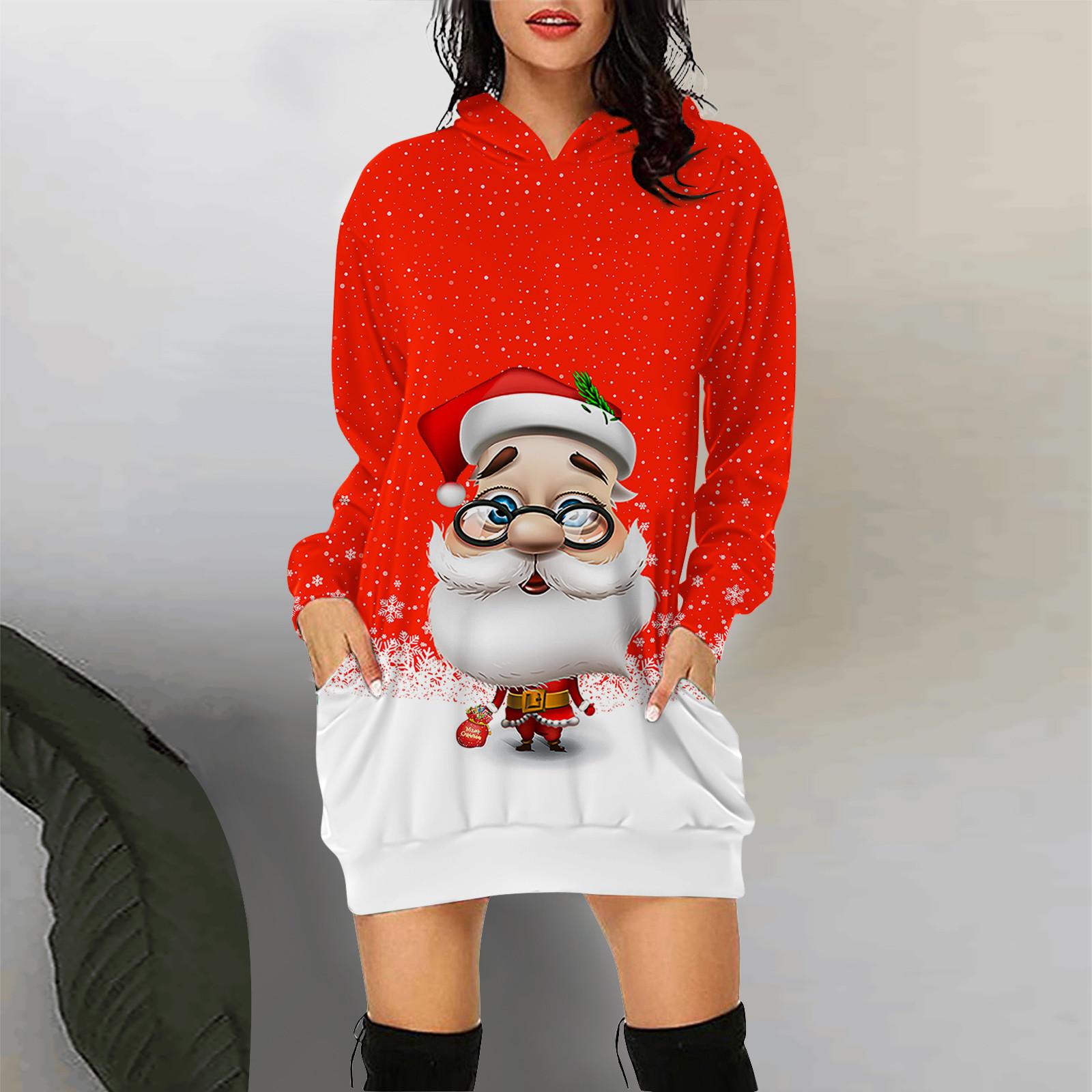 

Женские осенние модные топы с длинными рукавами, толстовки, пуловеры, осенняя одежда, повседневные удобные топы с рождественскими принтами, свободные топы M красный