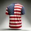 Men's Casual Printed Crew Neck Lightweight Breathable Short Sleeve T-Shirt USA Flag Design Soccer Patch 2026 Number Graphic