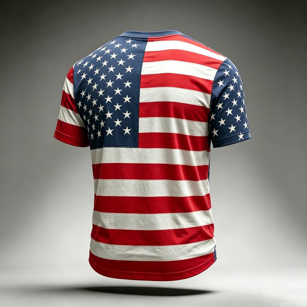 Men's Casual Printed Crew Neck Lightweight Breathable Short Sleeve T-Shirt USA Flag Design Soccer Patch 2026 Number Graphic