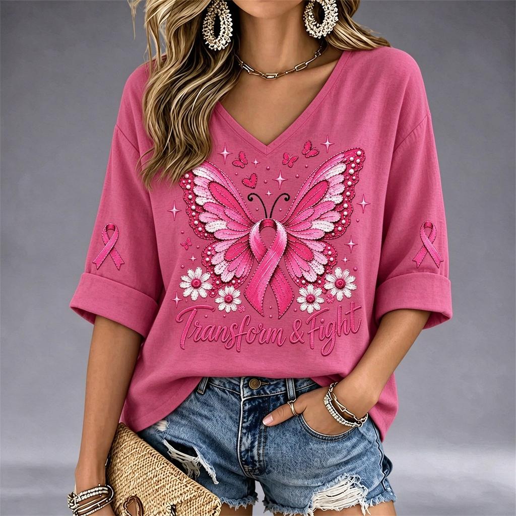 Women's Casual Neck Short Sleeve Graphic Print T-Shirt for Everyday Wear and Outings