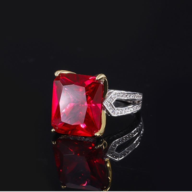 Gica Gema Bague de fiançailles en argent Sterling 925, 12x14mm, pierres précieuses en Zircons, pierre de naissance, bijoux fins pour mariage