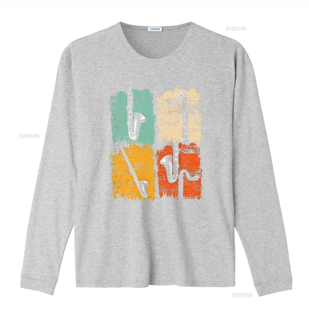 Retro Bass Clarinet T shirt vintage Washed Soft Comfortable designer clothes Casual Slightly homme streetwear Stylish graphic
