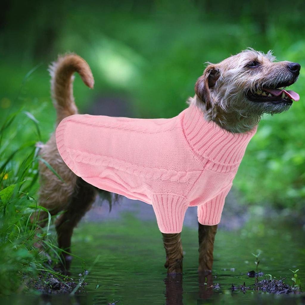 Dog High Collar Knit Sweater for Autumn/Winter 2025 - Solid Color Pet Clothing