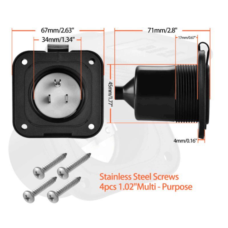 NEMA 5-15 American Standard Waterproof RV Extension Cord with Square Plug