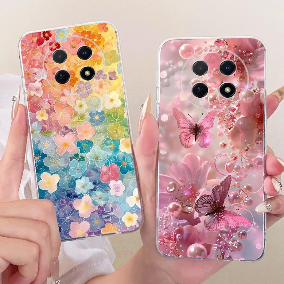 For Huawei Nova Y91 Case STG-LX1 STG-LX2 Stylish Bow Flowers Painted Cover Soft Silicone Case For Huawei Nova Y91 NovaY91 Fundas