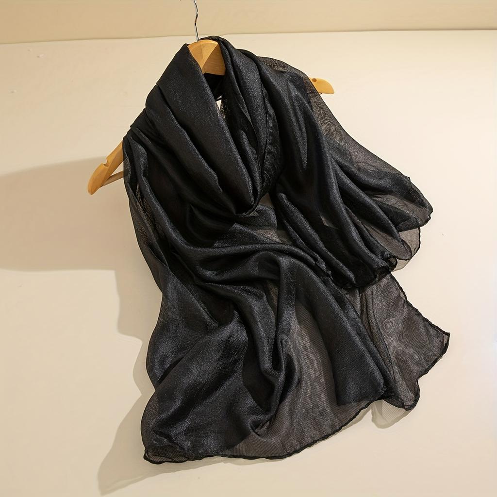 Fluffy Gauze Long Scarf Hijab Solid Color Simple Elegant Shawl Women Turban Windproof Head Wrap Travel Beach Towel