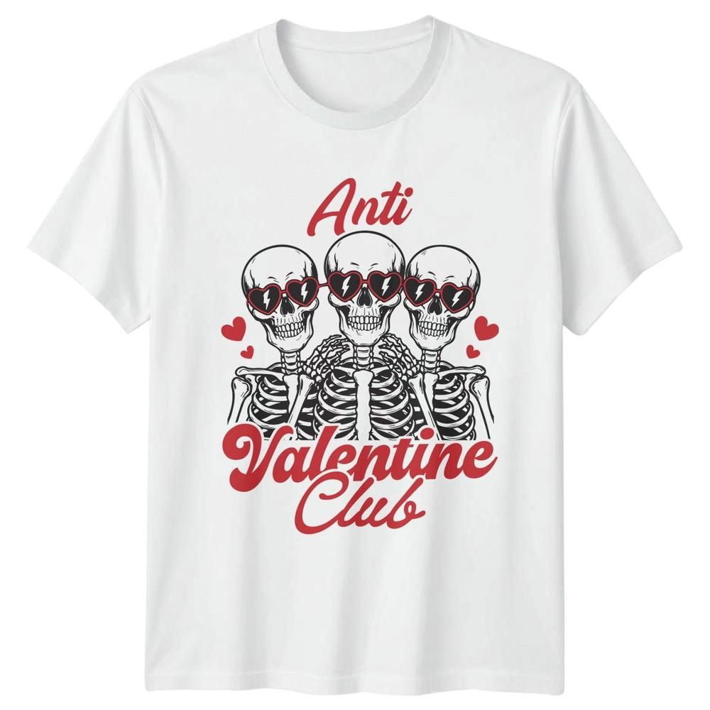 Anti Valentine Club Skeletons Hearts Graphic Unisexs Unisexs Tee Valentines Day S