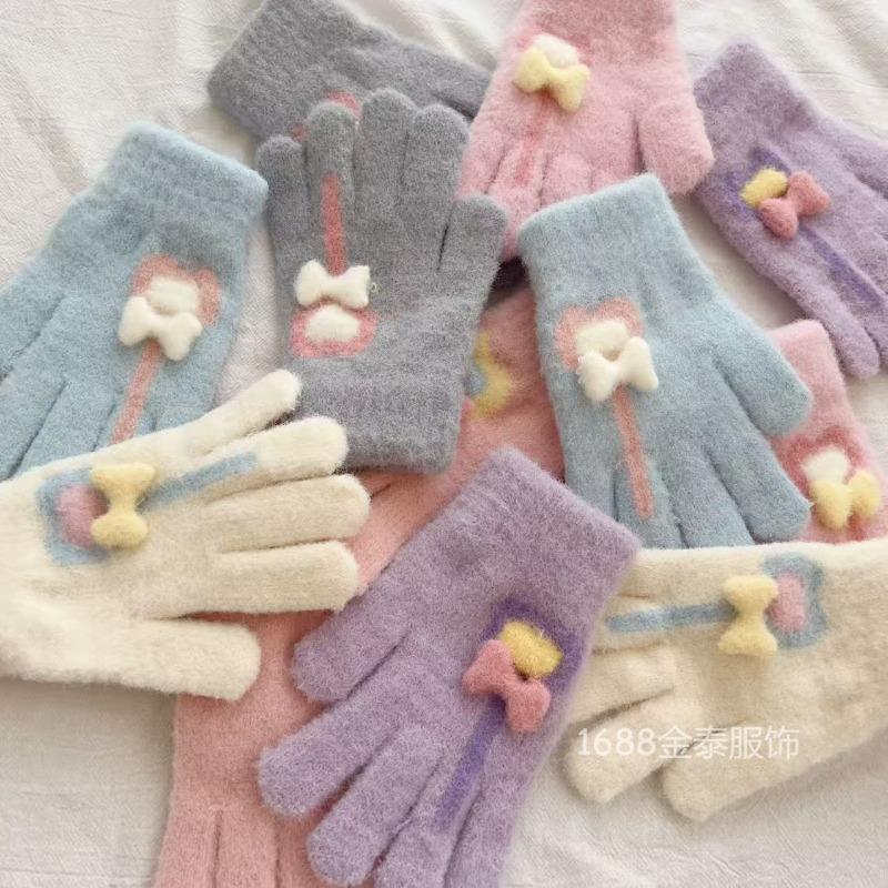 - Years Old Children's Gloves Autumn and Winter Warm Love Lollipop Finger Gloves Girls Fleece Thicker