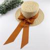 Straw straw hat woven flat top ribbon bow streamer wide brim summer age reduction Sanya vacation beach sunshade