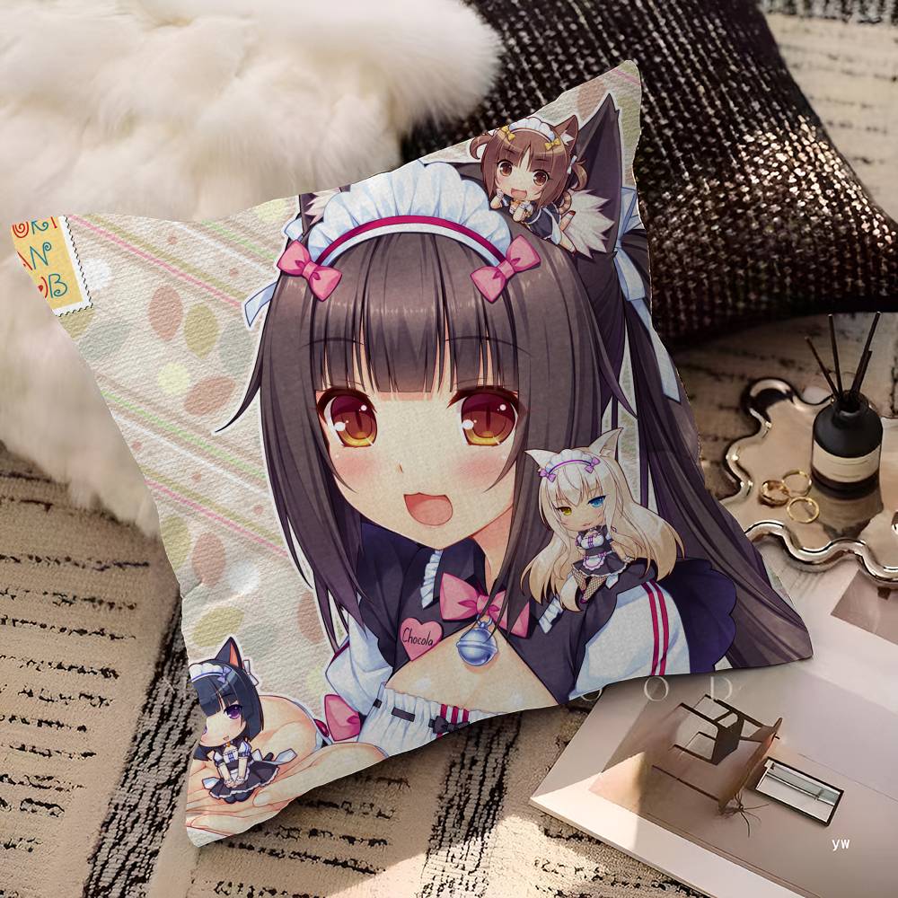 Cartoon Nekopara Classic Vintage Personalized Pillow Dust Cover Bedroom Kids Party Decoration Pillowcase Birthday Children Gift