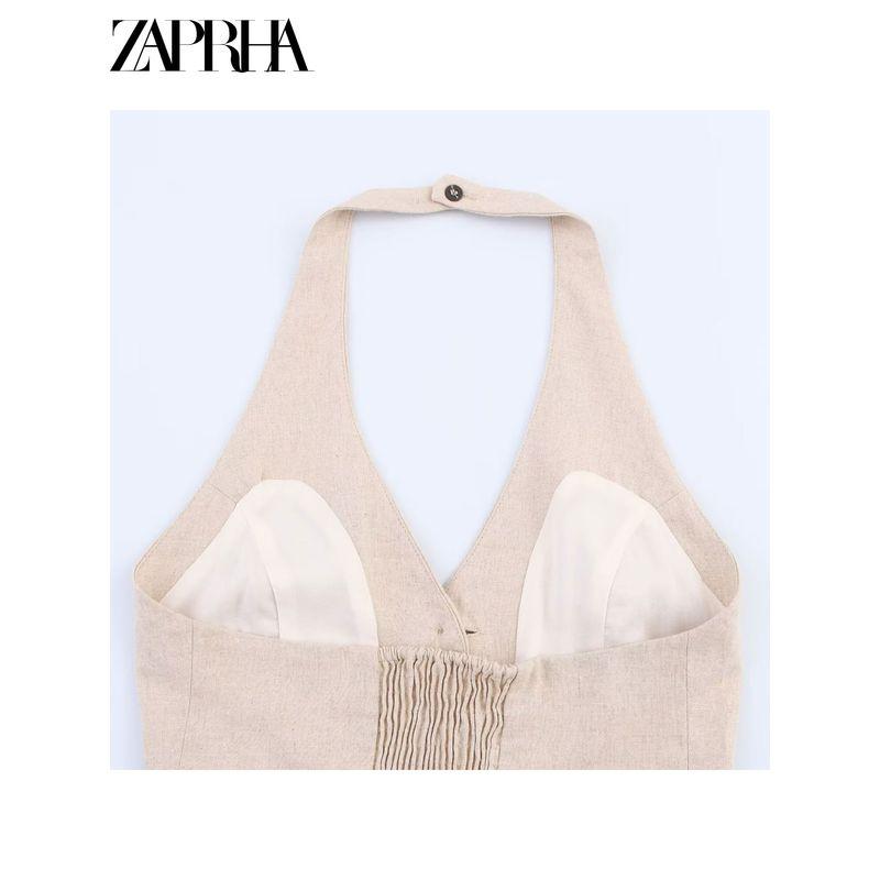Zaprha 2025 New Arrival Hot Sexy Linen Blend Halterneck Sleeveless Elegant Casual Tops 3207939