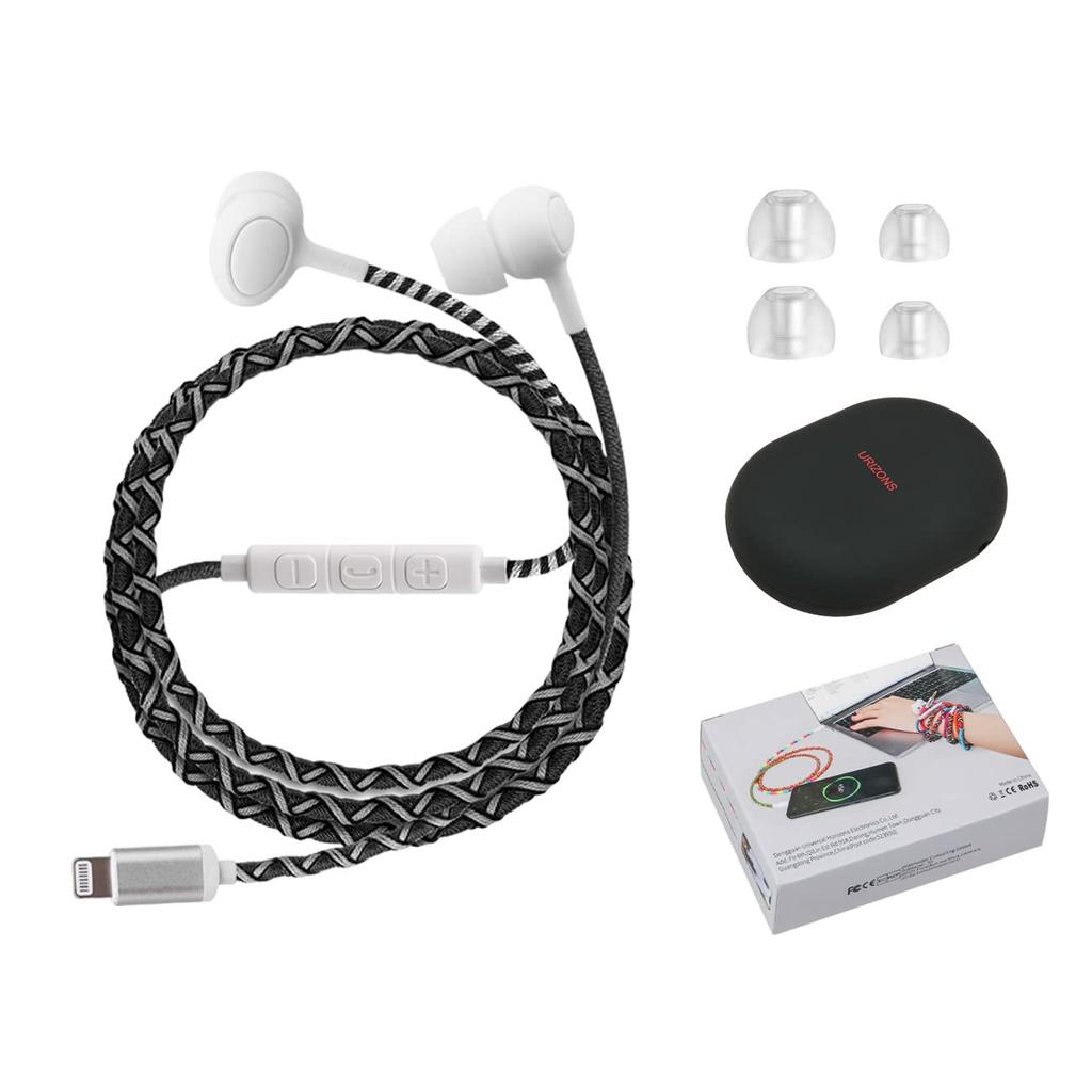 URIZONS Nylon Geflochtene Dophone Kabelgebundene Kopfhörer Kopfhörer Beleuchtung Mit Mikrofon Controller Geräuschisolierung Geeignet für IP Max Verwicklungsfrei - 12/mini/Pro/Pro