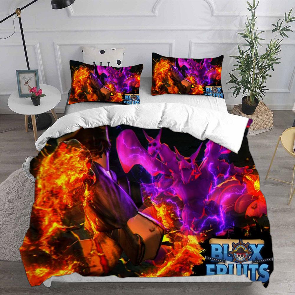 Fashion Game Blox Fruits Bedding Sets Bed Cover Comforter Duvet Cover Pillow Case 2-3 Pieces Sets Kids Adult Bedroom Decoration