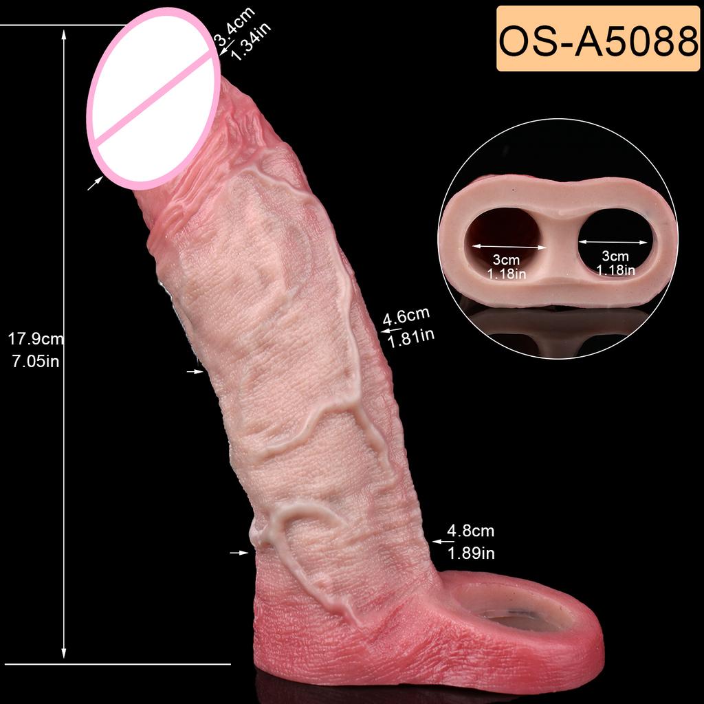 SXXY Real Veins Lifelike Closed Head Penis Sleeve For Men Dick Enlargement Silicone Reusable Condom Sex Products For Adult