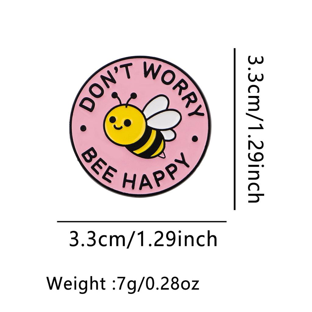 1 st Don' Worry Bee Happy Schattige Bij Reversspeld voor Rugzakken, Emaille Pin, Schattige Broche voor Kleding, Aktetas Badge, Rugzak Badge Cadeau