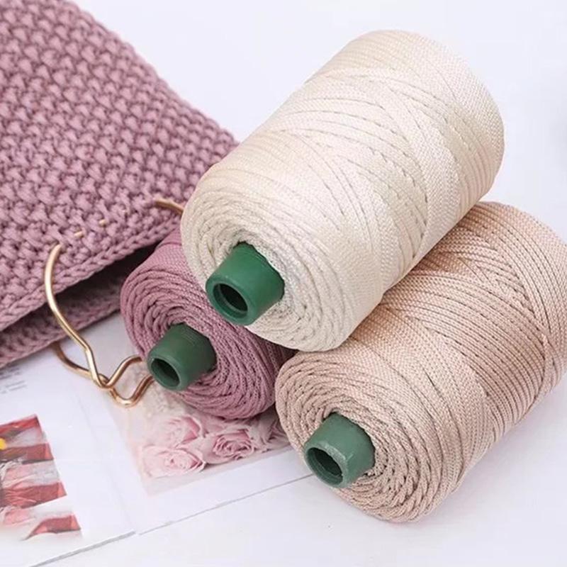 Summer Crochet Yarn Ice Rope 3mm Thread for Hand Knitting Bag Sun Hats Shoes Woven DIY Hook Cushion Silk Medium Thick about 200m